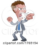 Poster, Art Print Of Angry Boss Office Worker In Suit Cartoon Shouting
