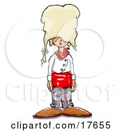 Clipart Illustration Of Pizza Dough Covering A Male Chefs Head After He Messes Up With Tossing It