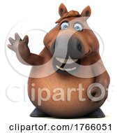 3d Chubby Brown Horse On A White Background by Julos