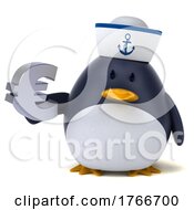 3d Chubby Penguin Sailor On A White Background