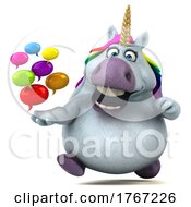 3d Chubby Unicorn On A White Background