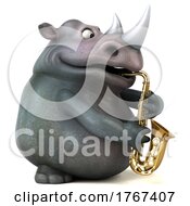 3d Rhinoceros On A White Background