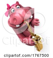 3d Pink Henrietta Hippo On A White Background