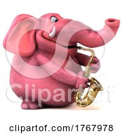 3d Pink Elephant On A White Background