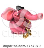 3d Pink Elephant On A White Background