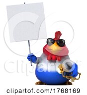 3d French Chicken On A White Background