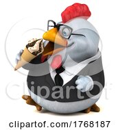 3d White Business Chicken On A White Background