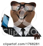 3d Brown Business Bear On A White Background