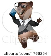 3d Brown Business Bear On A White Background