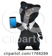 3d Black Bear On A White Background