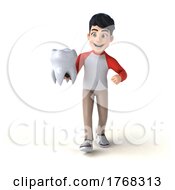 3d Asian Boy On A White Background