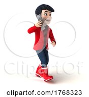 3d Asian Boy On A White Background