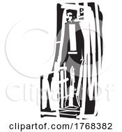 Poster, Art Print Of Standing Man Woodcut