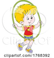 Poster, Art Print Of Boy Exercising With A Hula Hoop