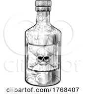 Skull Crossbone Poison Sign Bottle Vintage Woodcut