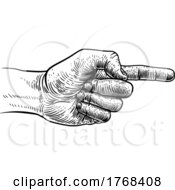 Hand Pointing Direction Finger Engraving Woodcut