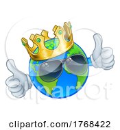 Poster, Art Print Of Earth Globe Crown Sunglasses Cartoon World Mascot