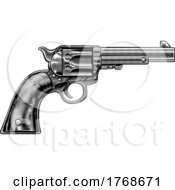 Poster, Art Print Of Western Cowboy Gun Pistol Revolver Woodcut Style
