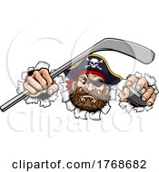 Poster, Art Print Of Pirate Ice Hockey Sports Mascot Cartoon