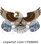 Bald Eagle Hawk Weight Lifting Mascot And Barbell