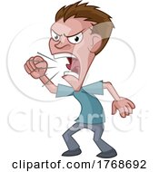 Poster, Art Print Of Angry Stressed Man Or Bully Cartoon Shouting