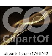 Poster, Art Print Of 3d Abstract Background With Golden Flowing Particles