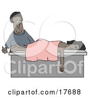 Clipart Illustration Of A Female African American Masseuse About To Wake Up A Relaxed Customer That Fell Asleep During A Massage by djart