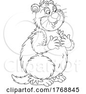 Poster, Art Print Of Black And White Happy Groundhog