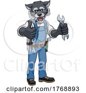 Wolf Plumber Or Mechanic Holding Spanner
