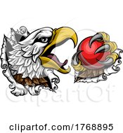 Bald Eagle Hawk Ripping Cricket Ball Mascot by AtStockIllustration