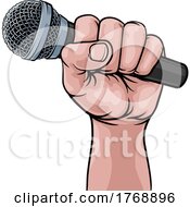 Microphone Fist Hand Comic Book Pop Art Cartoon