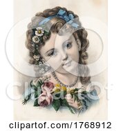 Poster, Art Print Of Portrait Of A Girl With Flowers