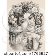 Historical Portrait Of A Lady With Flowers In Her Hair