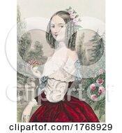 Poster, Art Print Of Historical Portrait Of A Lady In A Garden
