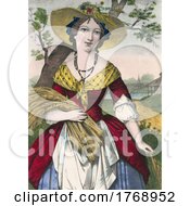 Poster, Art Print Of Historical Portrait Of A Lady Harvesting Wheat