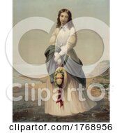 Poster, Art Print Of Historical Portrait Of A Lady Holding A Hat On A Beach