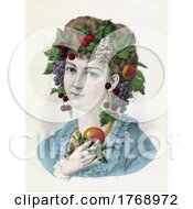 Poster, Art Print Of Historical Portrait Of A Lady Representation Of Autumn With Fruit