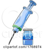 Poster, Art Print Of Cartoon Vaccine Syringe And Vial