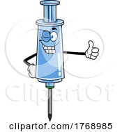 Cartoon Vaccine Syringe Mascot Giving A Thumb Up by Hit Toon