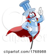 Cartoon Super Vaccine Syringe Mascot by Hit Toon