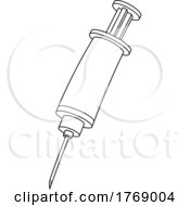 Cartoon Black And White Vaccine Syringe by Hit Toon
