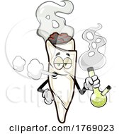 Cartoon Doobie Mascot Smoking A Bong