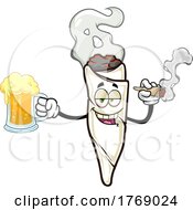 Cartoon Doobie Mascot Smoking And Drinking