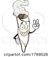 Cartoon Doobie Mascot Gesturing Peace