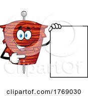 Cartoon Meat Kebab Mascot With A Sign