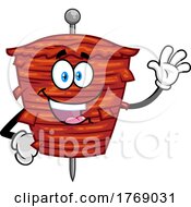 Cartoon Meat Kebab Mascot Waving