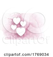 Poster, Art Print Of Valentines Day Banner With Heart On Watercolour Design