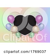 Poster, Art Print Of Valentines Day Background With Heart Frame And Balloons