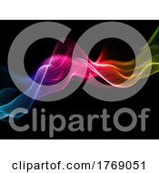 Poster, Art Print Of 3d Digital Background With Flowing Rainbow Coloured Techno Particles Design