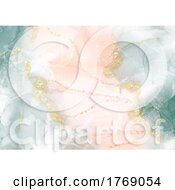 Poster, Art Print Of Hand Painted Alcohol Ink Background With Gold Glitter